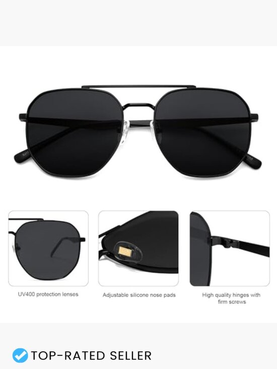 Retro Hexagon Aviator Sunglasses Classic Square UV400 Protection Shades main image 5